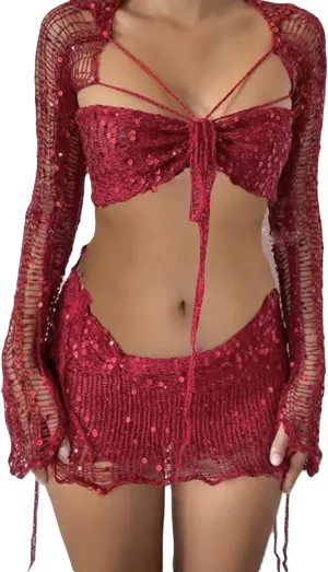 Skirt Sets for Ladies Top Skorts Swimwear Kimono Coverup Sets Women