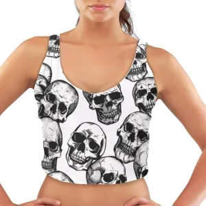 Skull Womens' Sports Bra, U Back Padded Sports Bra for Yoga Gym