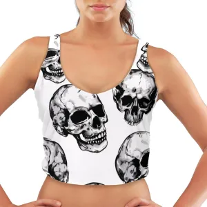 Skull Womens' Sports Bra, U Back Padded Sports Bra for Yoga Gym