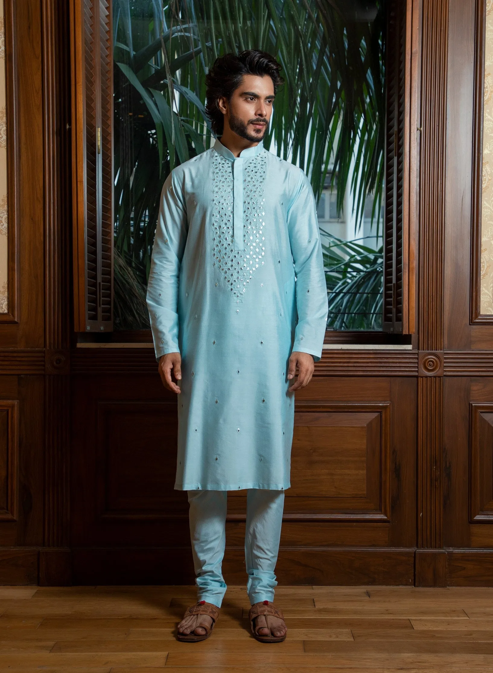 Sky Blue Embroidered Kurta Set