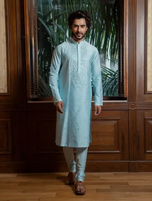 Sky Blue Embroidered Kurta Set