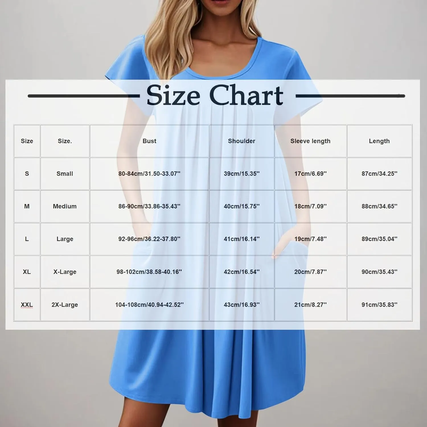 Sleep Shirts Women Short Sleeve Nightgown Round Neck Sleep Dress Pleated Night Shirts Loose Soft Nighty with Pockets