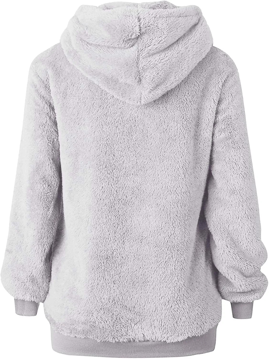 SMIDOW Womens Fuzzy Hoodies Cozy Oversized Hooded Sweatshirt Fleece Pullover Winter Warm Wool Zipper Pockets Coat Outwear