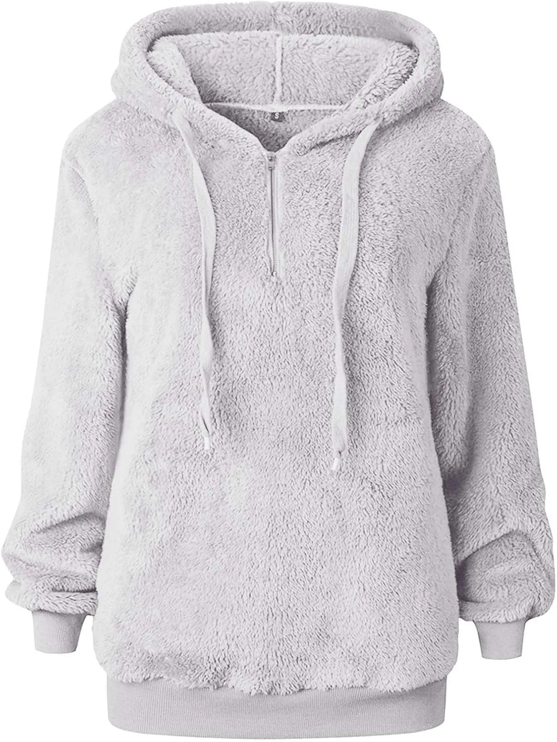 SMIDOW Womens Fuzzy Hoodies Cozy Oversized Hooded Sweatshirt Fleece Pullover Winter Warm Wool Zipper Pockets Coat Outwear