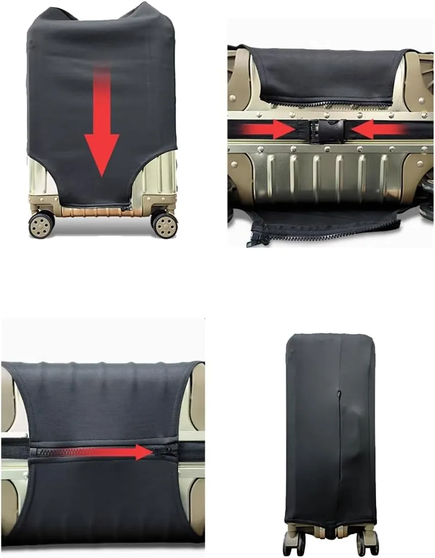 Solid color suitcase protector, simple and generous stretch fabric suitcase dust cover for 18-32 inch suitcase (Black, S)