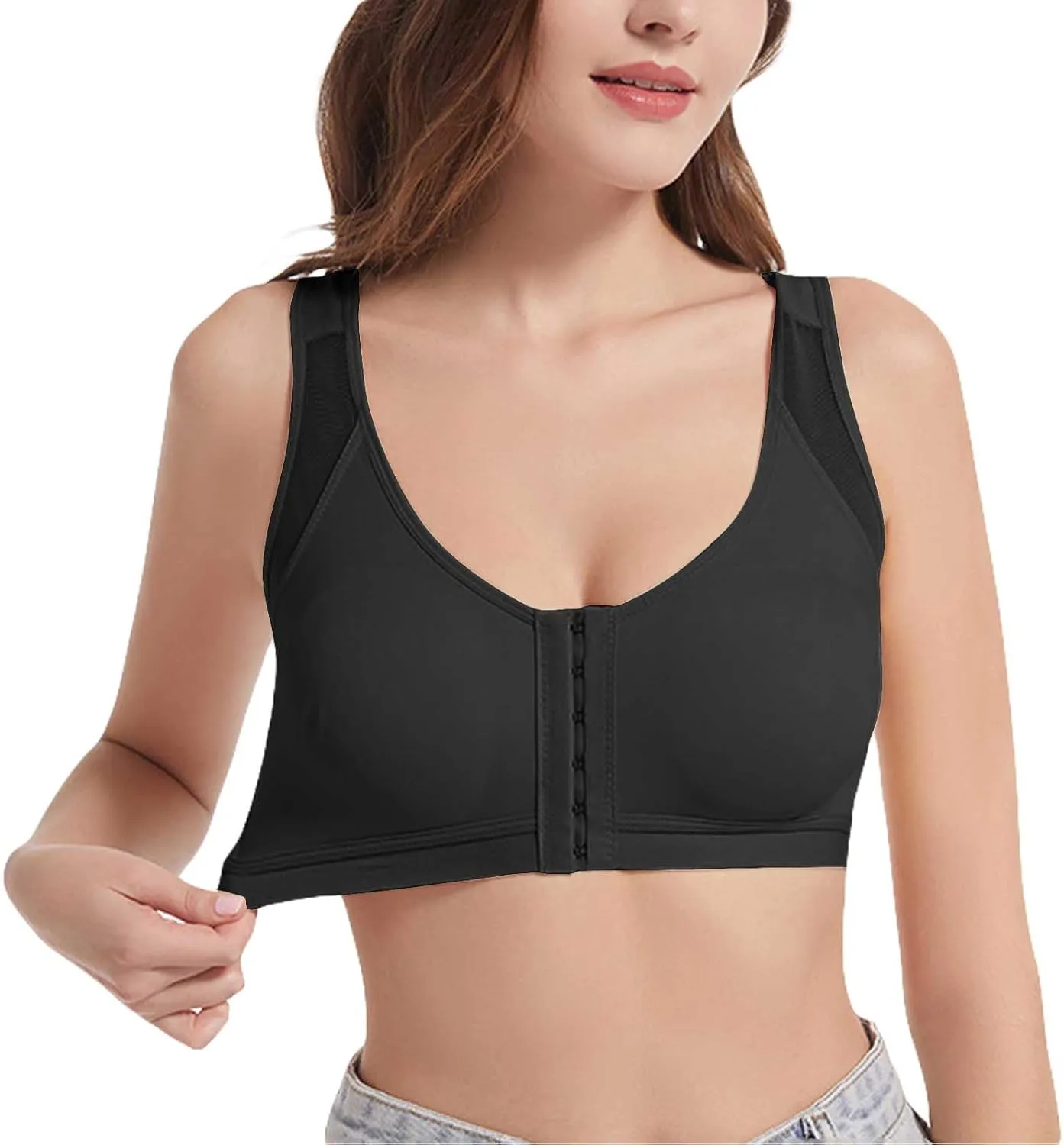 Sports Bra with Front Closure Plus Size Comfort Underwear Support Lingerie Comfortable Bras for Women No Underwire