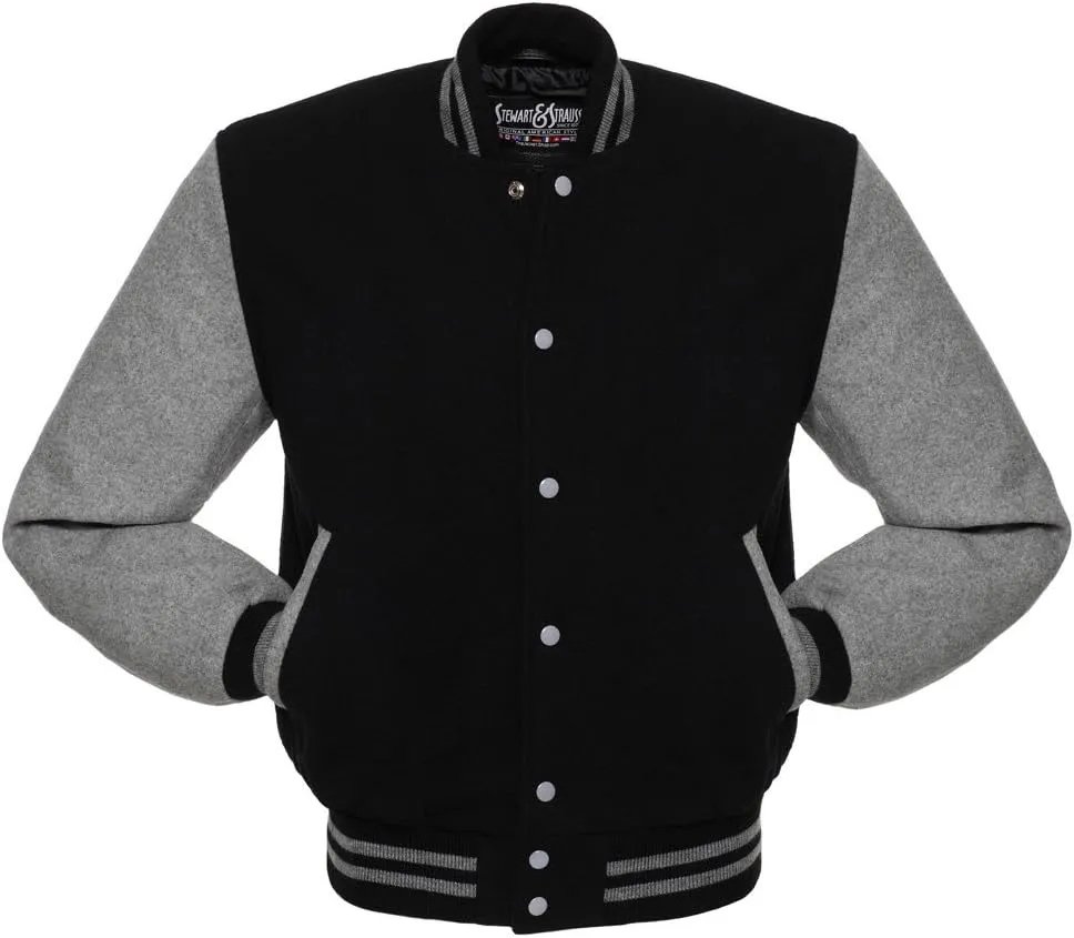 Stewart & Strauss Original All Wool Varsity Letterman Jacket Since 1977 (5 Team Colors) Wool XXS to 6XL,Original