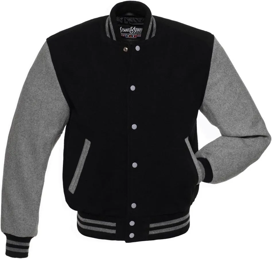Stewart & Strauss Original All Wool Varsity Letterman Jacket Since 1977 (5 Team Colors) Wool XXS to 6XL,Original