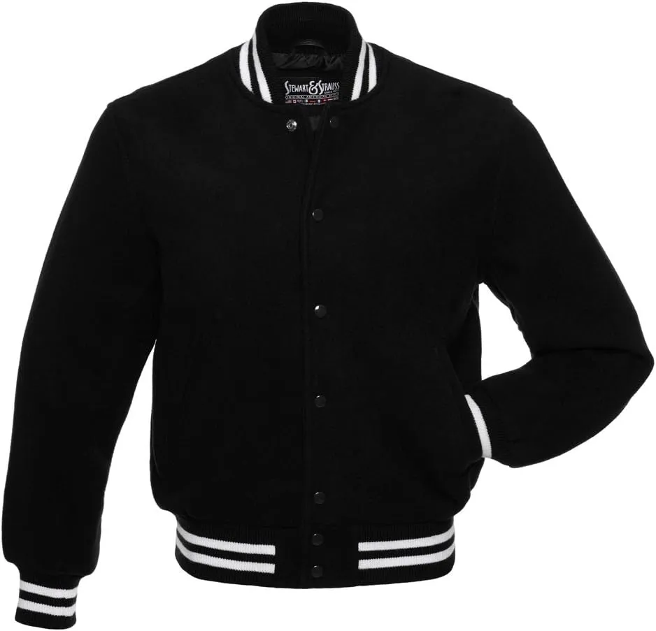 Stewart & Strauss Original All Wool Varsity Letterman Jacket Since 1977 (5 Team Colors) Wool XXS to 6XL,Original