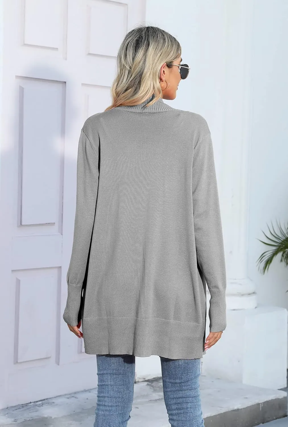 SUEANI Women's Open Front Casual Long Sleeve Knitwear Classic Sweaters Cardigan with Pockets