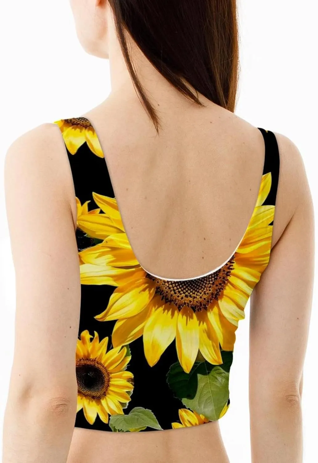 Sunflowers Womens' Sports Bra, U Back Padded Sports Bra for Yoga Gym