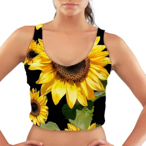 Sunflowers Womens' Sports Bra, U Back Padded Sports Bra for Yoga Gym
