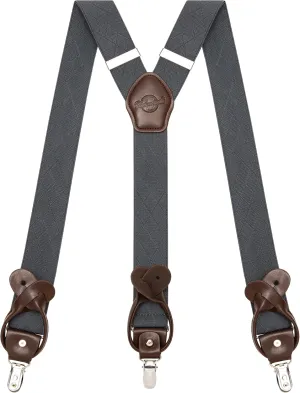Suspenders for Men with Clip & 6 Buttons 1.4in Y-Shape Stainless Steel