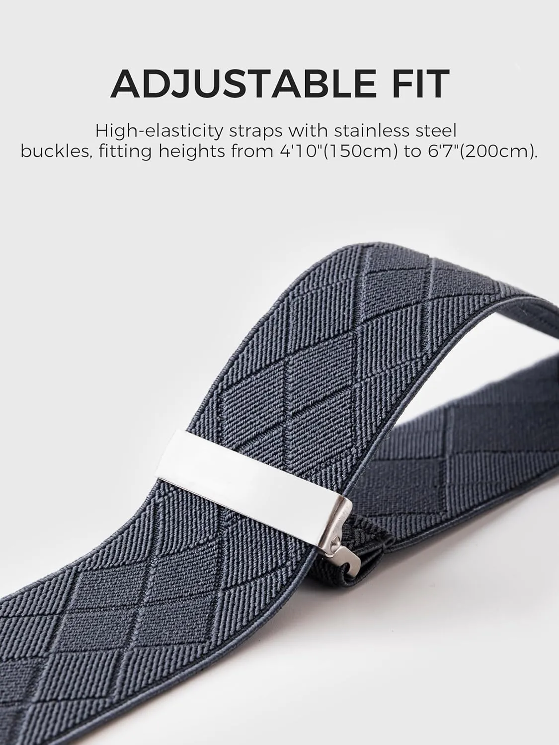 Suspenders for Men with Clip & 6 Buttons 1.4in Y-Shape Stainless Steel