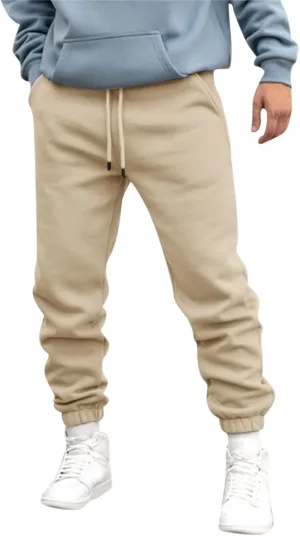 Sweatpants for Men Men's Jogger Track Pants Athletic Gym Trousers Workout Running Solid Color Sweatpants with Pockets Khaki