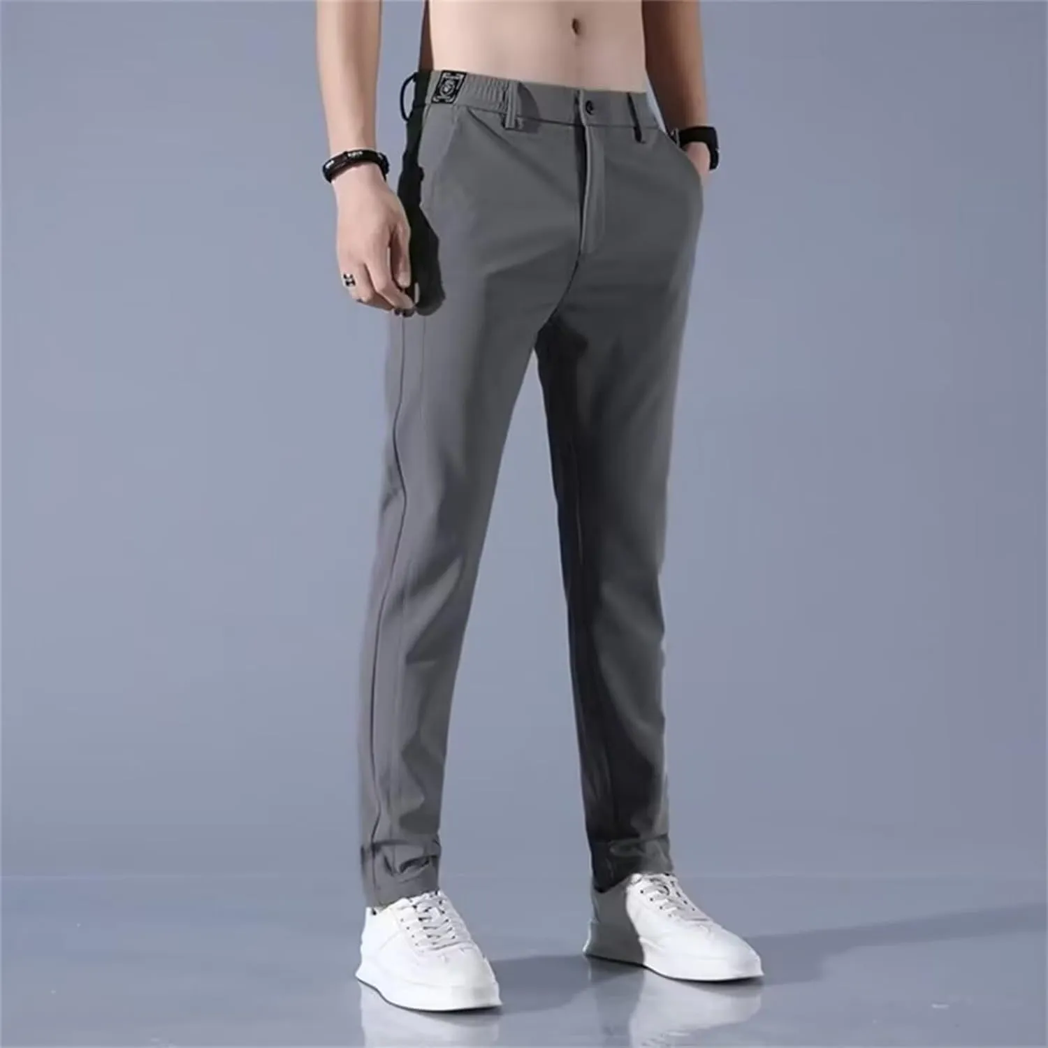 Sweatpants for Men Tapered Combat Slacks Man Track Slimming Elasticated Waist Solid Split Ripstop Pant