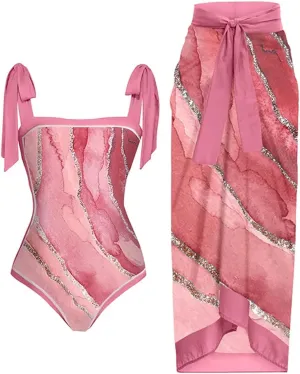 Swimsuit Sets for Women Beach Match Dressy Hawaiian Triangle 2 Piece Tropical Skirt Swimsuit Sets Women 2025