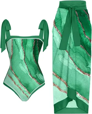 Swimsuit Sets for Women Beach Match Dressy Hawaiian Triangle 2 Piece Tropical Skirt Swimsuit Sets Women 2025