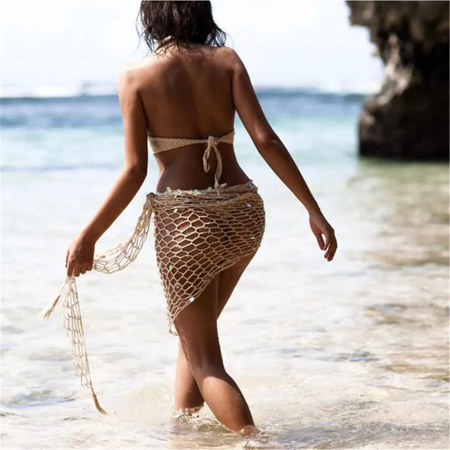 Swimwear Cover Up,Sexy Fashion Beach Hand Crochet Shawl Capelet Cover Up Sunscreen Net (SJJ6)