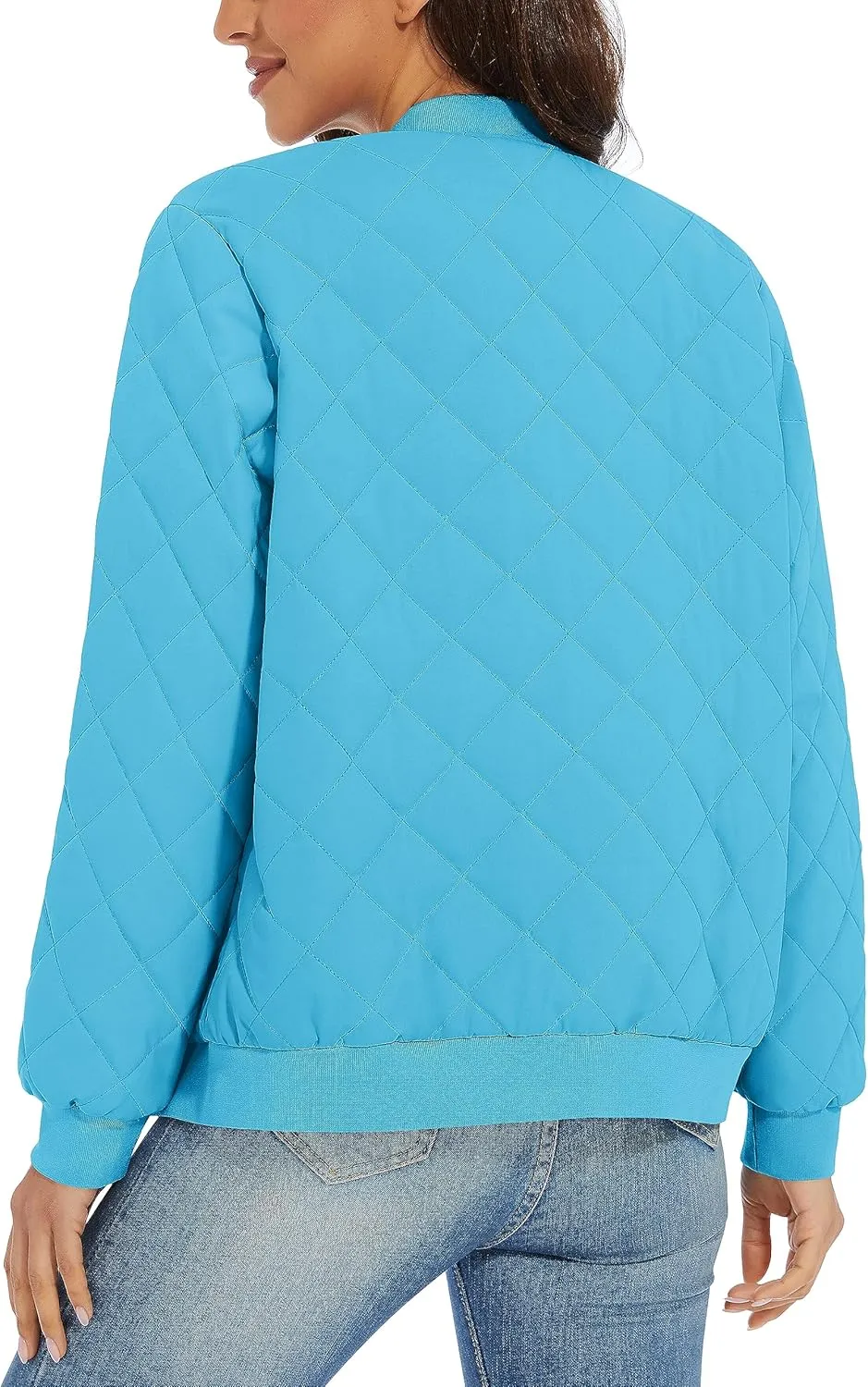 TACVASEN Women's Diamond Quilted Jackets Lightweight Casual Bomber Jacket Warm Winter Coats Full Zip with Pockets