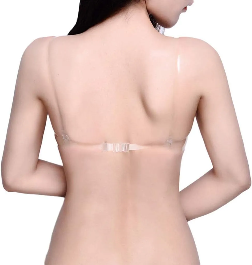 TANGNADE Invisible Transparent Ultra-fine Strap Plastic Bra Disposable Underwear Bra for Ladies Women