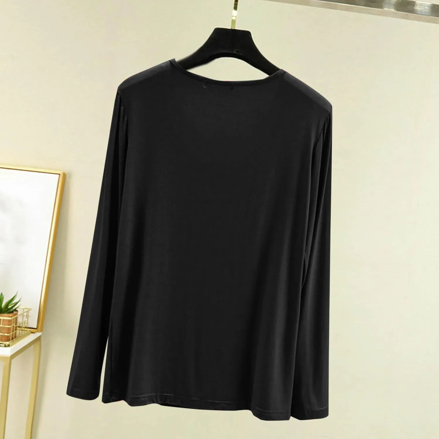 TANGNADE Women's Long Sleeve Sleep T-Shirt Crew Neck Pajama Tops Nightwear Comfy Shirts Trendy Fashion Lounge Clothes
