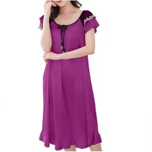 TANGNADE Womens Nightgowns Soft Short Sleeve Sleepwear Crew Neck Sleepshirts Comfy Ladies Casual Pajamas Dress