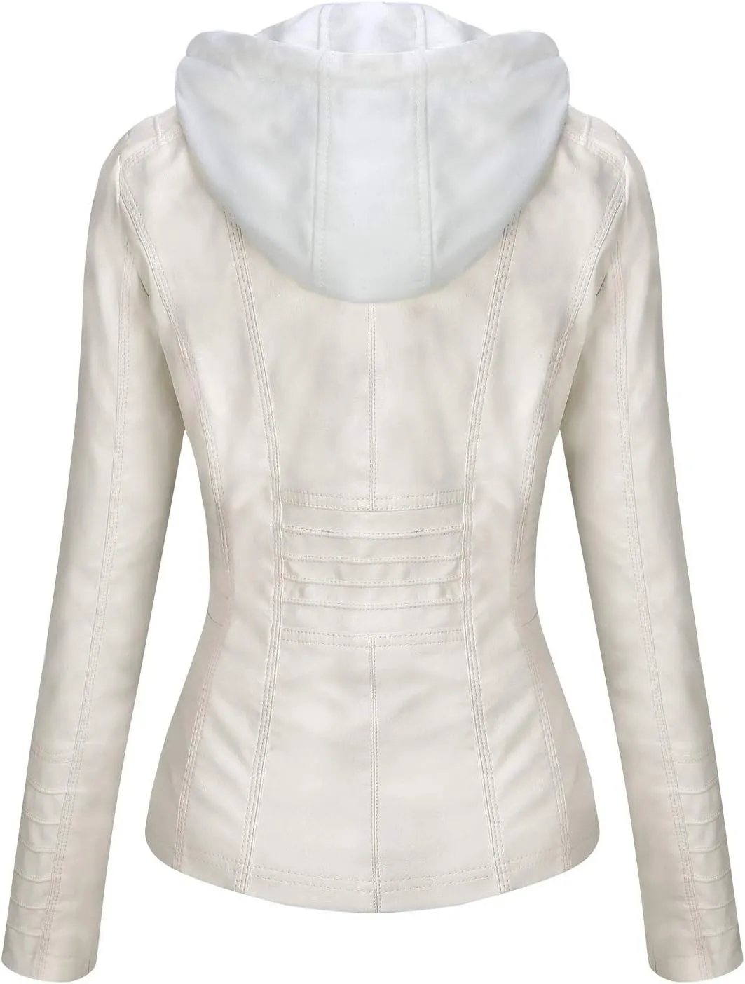 Tanming Women's Removable Hooded Faux Leather Jackets