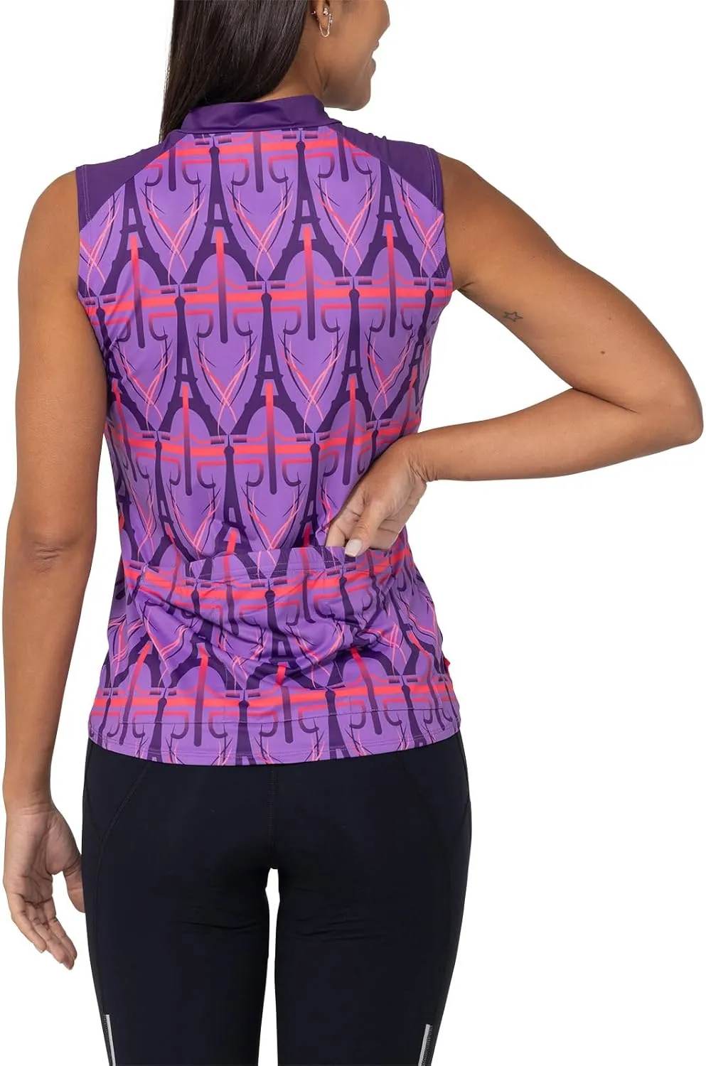 Terry Soleil Womens Sleeveless Bike Jersey, UPF 50  Sun Top, Athletic Fit Moisture Wicking Cycling Zippered Tank
