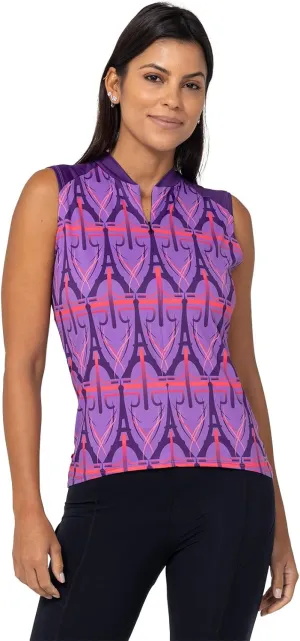 Terry Soleil Womens Sleeveless Bike Jersey, UPF 50  Sun Top, Athletic Fit Moisture Wicking Cycling Zippered Tank