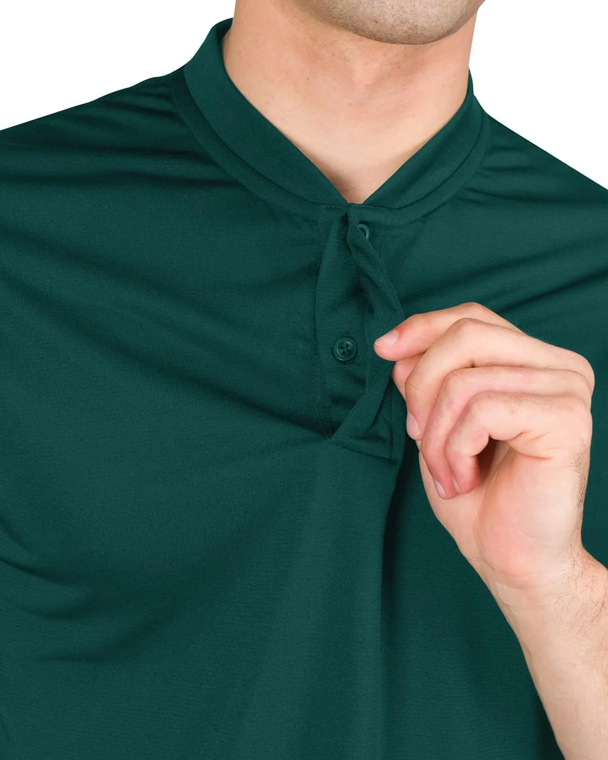 Three Sixty Six Men's Short Sleeve Collarless Golf Polo - Lightweight, Moisture-Wicking, Quick Dry, Stretch Fabric