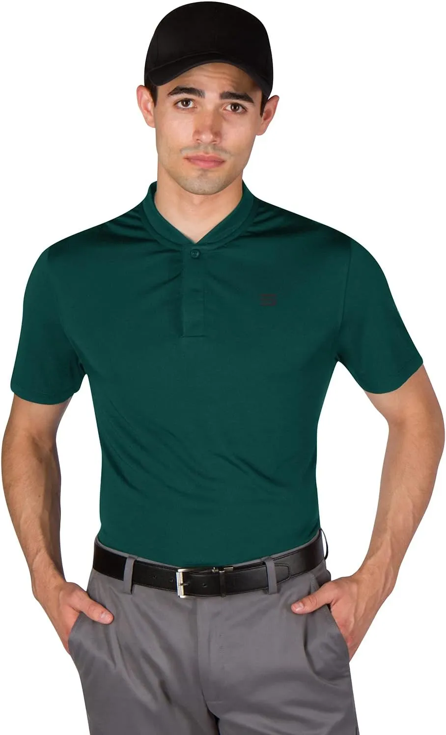 Three Sixty Six Men's Short Sleeve Collarless Golf Polo - Lightweight, Moisture-Wicking, Quick Dry, Stretch Fabric
