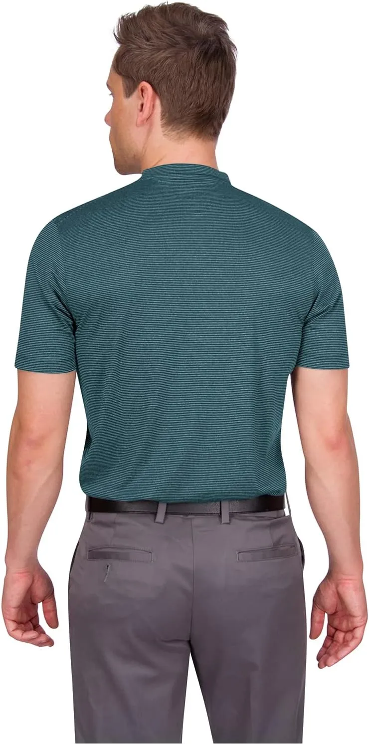 Three Sixty Six Men's Short Sleeve Collarless Golf Polo - Lightweight, Moisture-Wicking, Quick Dry, Stretch Fabric