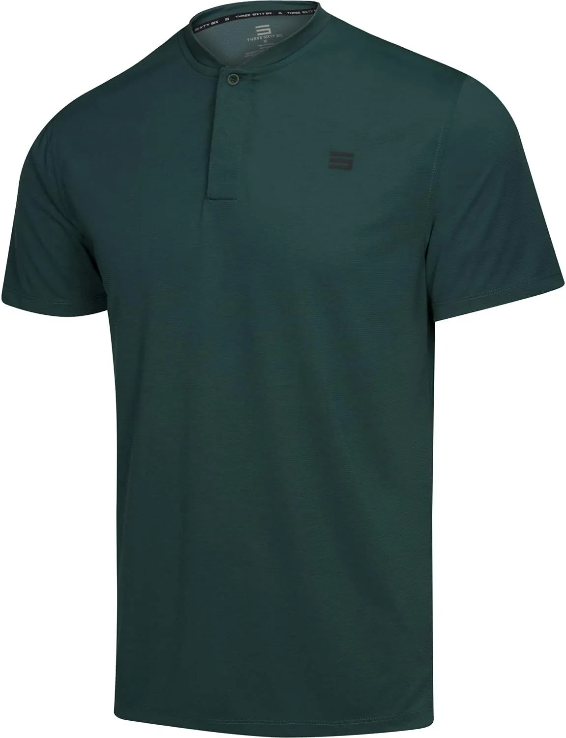Three Sixty Six Men's Short Sleeve Collarless Golf Polo - Lightweight, Moisture-Wicking, Quick Dry, Stretch Fabric