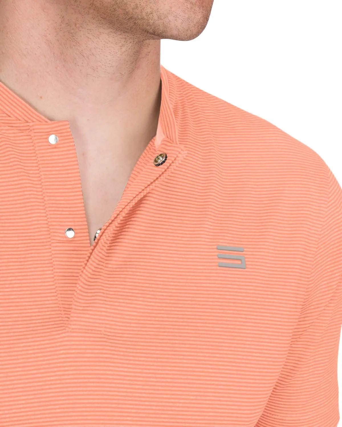 Three Sixty Six Men's Short Sleeve Collarless Golf Polo - Lightweight, Moisture-Wicking, Quick Dry, Stretch Fabric