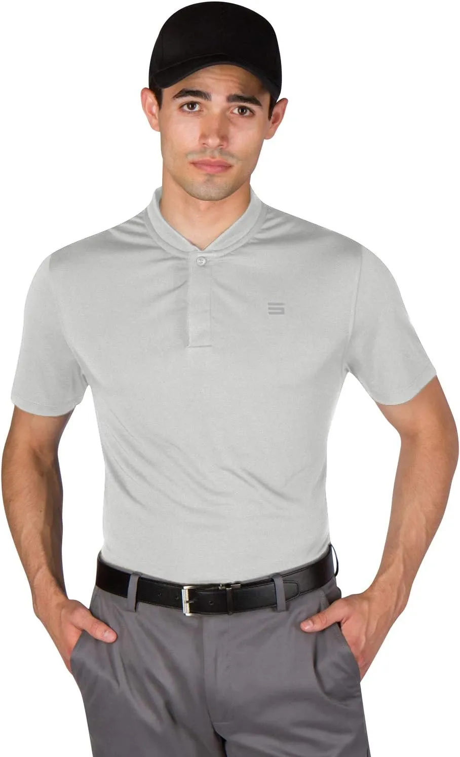 Three Sixty Six Men's Short Sleeve Collarless Golf Polo - Lightweight, Moisture-Wicking, Quick Dry, Stretch Fabric