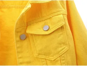 TIAFORD Women's 3/4 Sleeve Cropped Denim Jacket Casual Button Down Lapel Jean Trucker Jackets Coats with Pockets