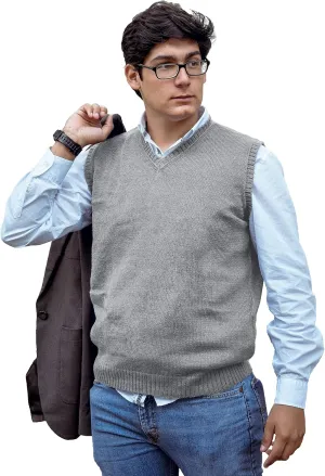 TINKUY Peru Men's Alpaca Wool V Neck Sweater Vest, S-4XL