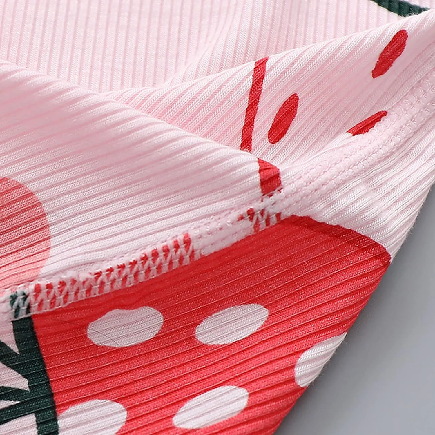 Toddler Baby Nightgown Summer Girls Thin Strawberry Pattern Bathrobe Kids Wooden Ear Edge Short Sleeve Soft Homewear