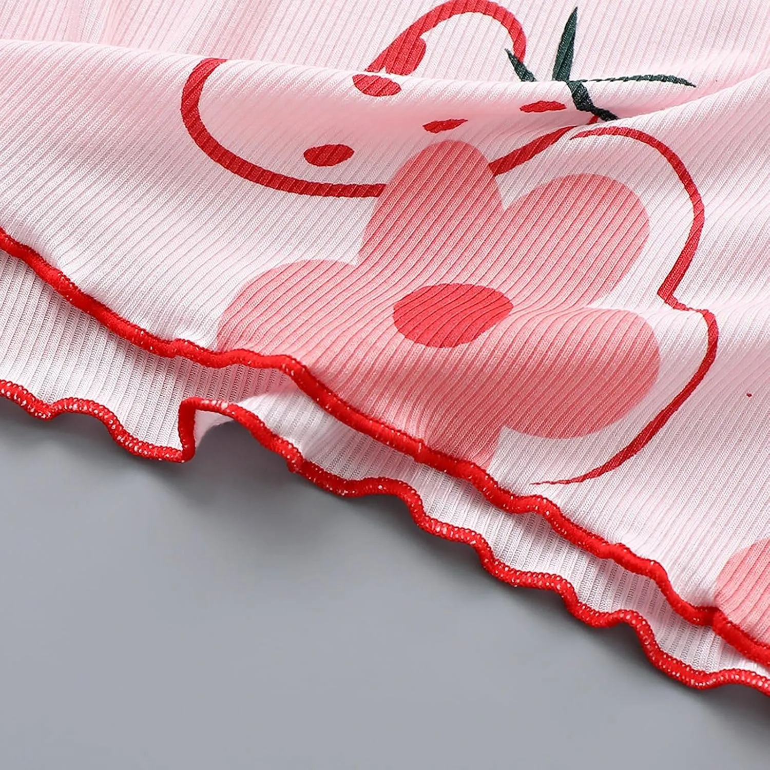 Toddler Baby Nightgown Summer Girls Thin Strawberry Pattern Bathrobe Kids Wooden Ear Edge Short Sleeve Soft Homewear