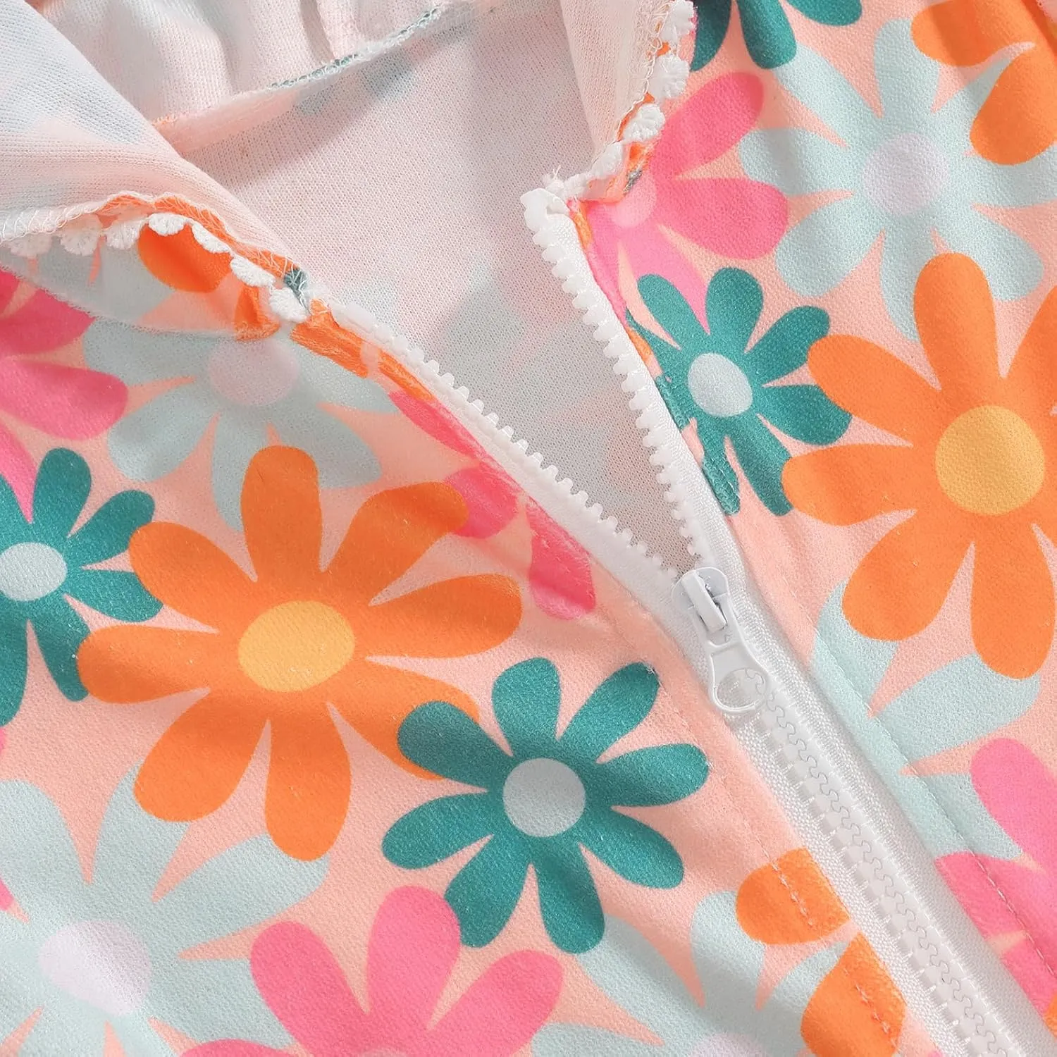 Toddler Girl Swim Cover Up Dress Short Sleeve Floral Print Zip Up Beach Cover-up Hooded Bathrobe for Beach