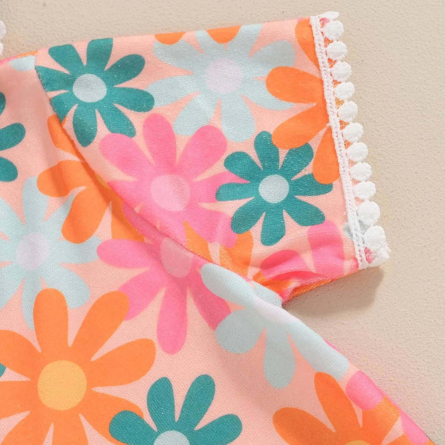 Toddler Girl Swim Cover Up Dress Short Sleeve Floral Print Zip Up Beach Cover-up Hooded Bathrobe for Beach