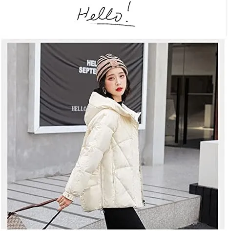 Tooe Women's Winter Down Jacket Long Sleeve Lightweight Zipper Pockets Baggy Puffer Short Coats