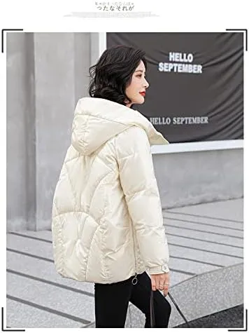 Tooe Women's Winter Down Jacket Long Sleeve Lightweight Zipper Pockets Baggy Puffer Short Coats