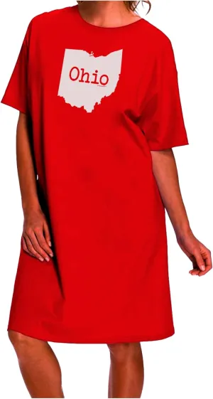 TOOLOUD Ohio - United States Shape Adult Short Sleeve Women's Night Shirt Dress