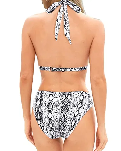 Trendy Two Piece Bikini Set Women's Halter Swimsuit Push Up Bathing Suits