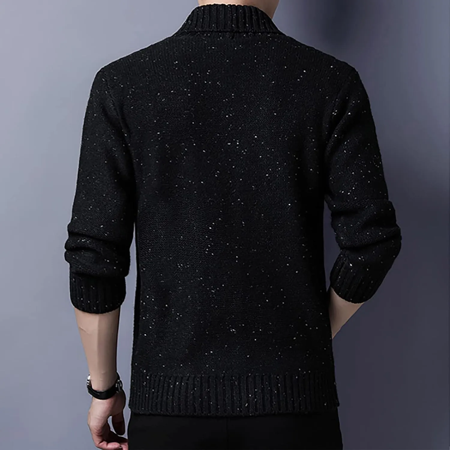 utcoco Men's Open Front Cable Knit Cardigan Shawl Collar Button Down Cardigan Sweaters for Men