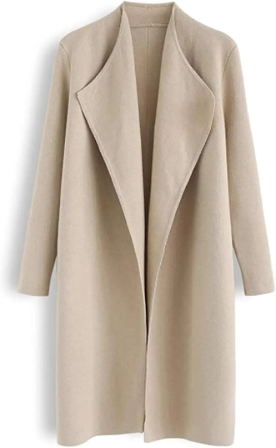 utcoco Womens Casual Lightweight Long Cardigans Lapel Open Front Side Slit Woolen Coatigan 2023 Fall Coat