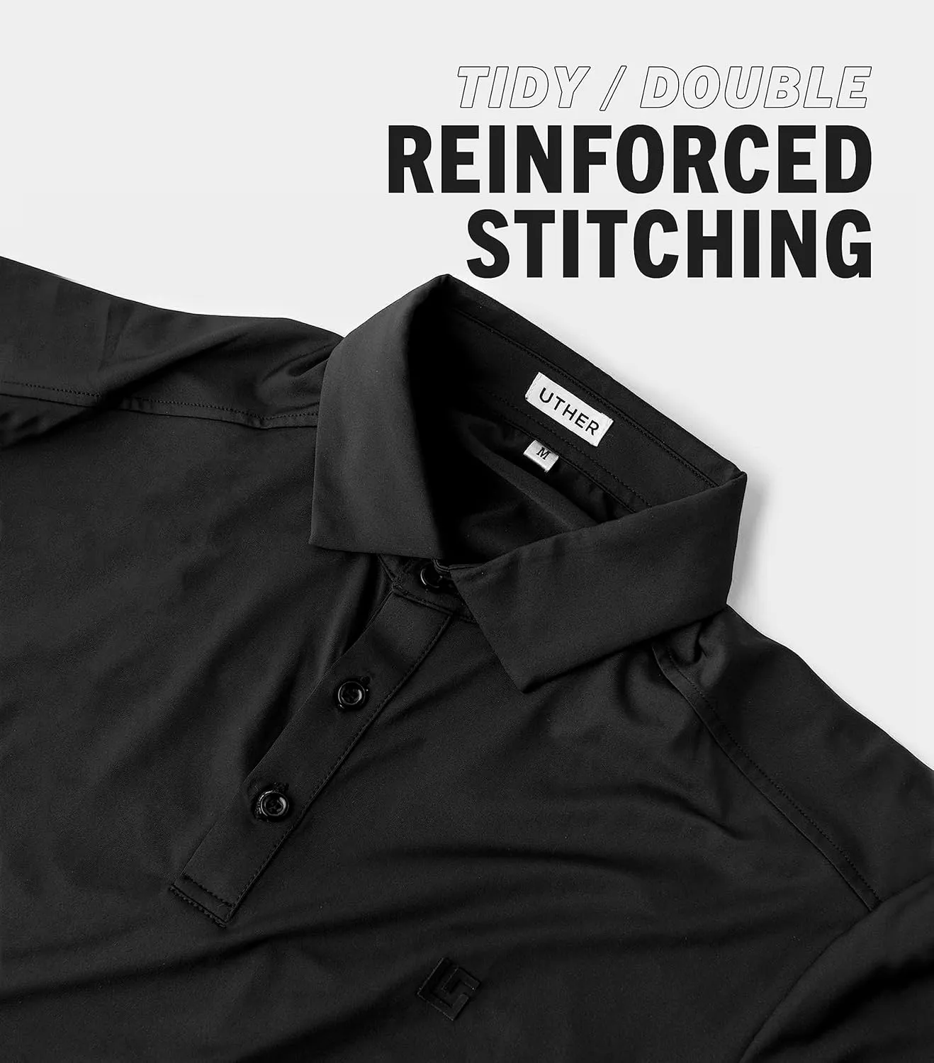 Uther Mens Golf Polo Moisture Wicking Quick-Dry Short Sleeve Shirt with Fashionable Designs for Men