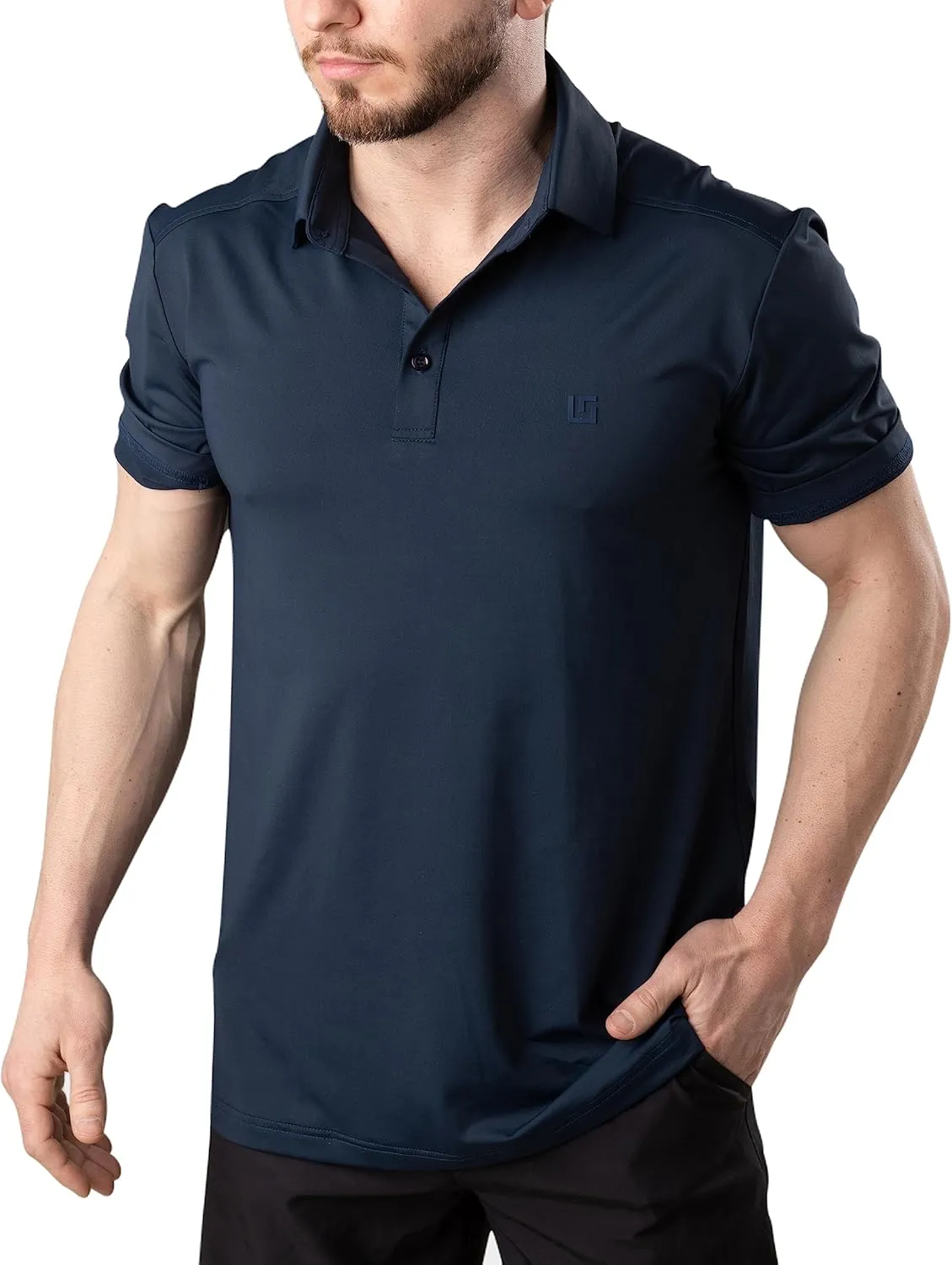 Uther Mens Golf Polo Moisture Wicking Quick-Dry Short Sleeve Shirt with Fashionable Designs for Men